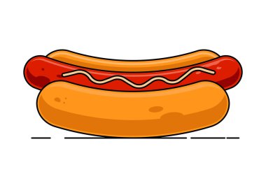 Hot Dog logo tasarım şablonu, fast food simgesi, vektör illüstrasyonu