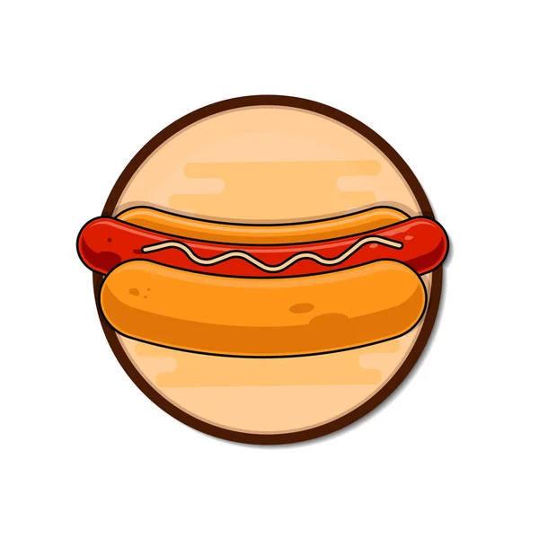 Templat Desain Logo Hot Dog Ikon Makanan Cepat Saji Ilustrasi - Stok Vektor