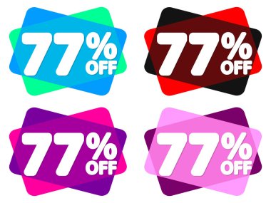 Satışları% 77 indirimli balon pankartlarını, indirimli etiketleri tasarım şablonunu, vektör illüstrasyonunu ayarla