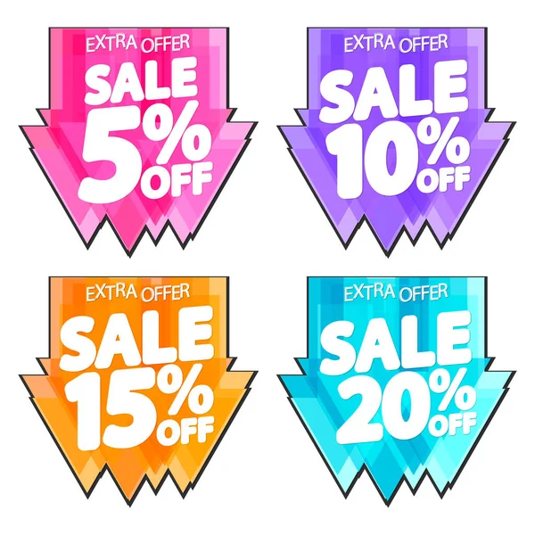 Set Sale Banners Design Template Tags Desconto Ícones Aplicativos Ilustração — Vetor de Stock