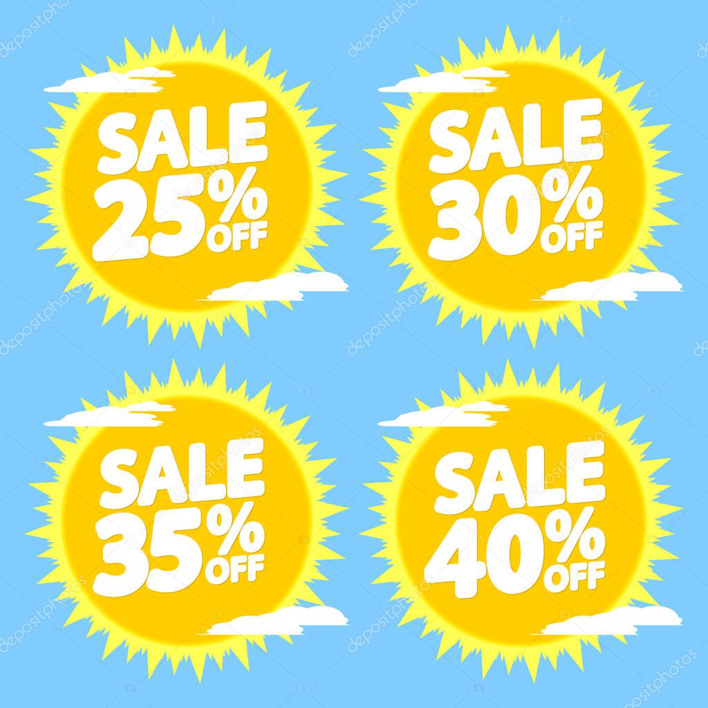 Set Sale banners design template, discount tags, app icons, vector illustration