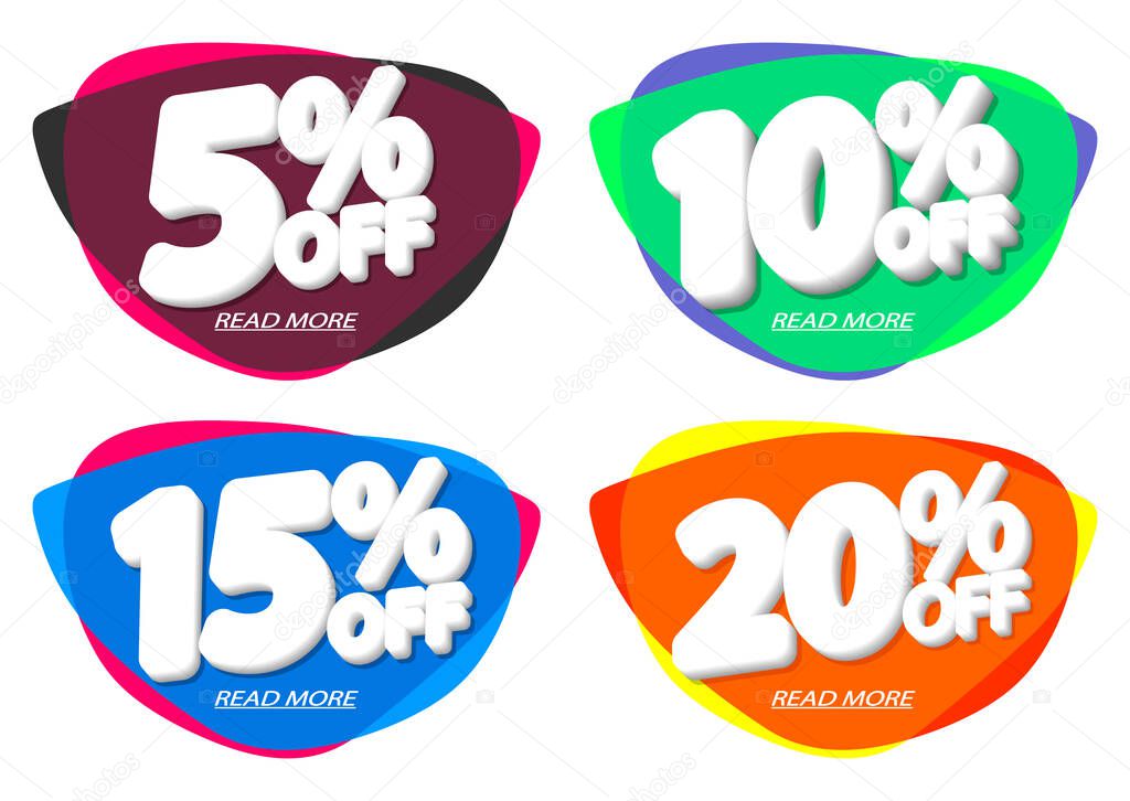 Set Sale banners design template, discount tags, app icons, vector illustration