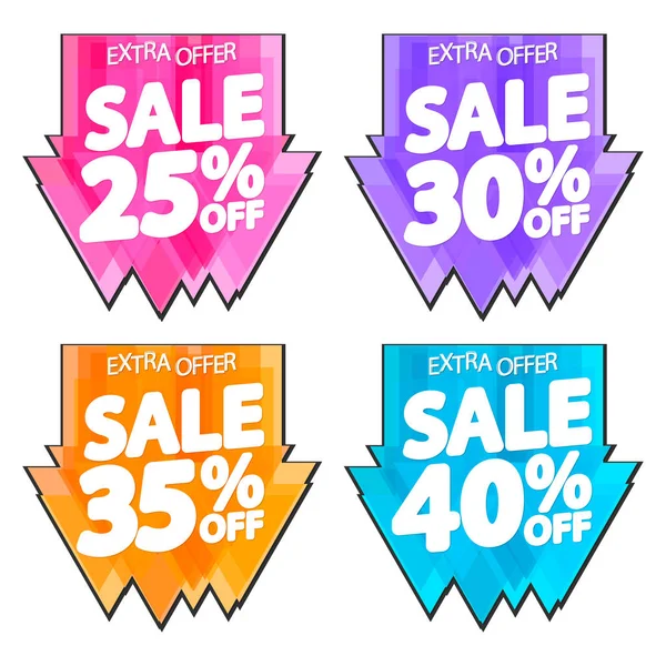 Set Sale Banners Design Template Tags Desconto Ícones Aplicativos Ilustração — Vetor de Stock