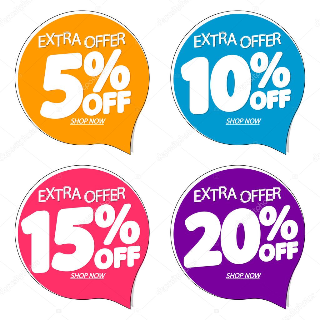 Set Sale speech bubble banners design template, discount tags, app icons, vector illustration