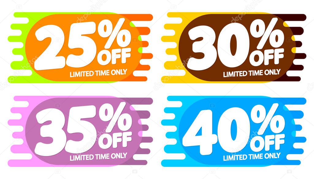 Set Sale bubble banners design template, discount tags, app icons, vector illustration
