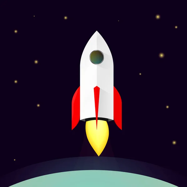 Запуск Ракети Шаблон Дизайну Плакатів Космічний Корабель Космосі Векторні Ілюстрації — стоковий вектор