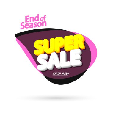 Süper Satış etiketi, balon pankartı tasarım şablonu, uygulama simgesi, vektör illüstrasyonu