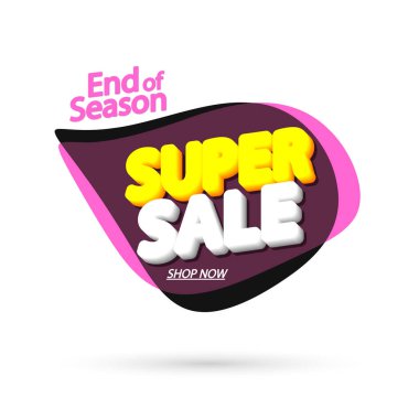 Süper Satış etiketi, balon pankartı tasarım şablonu, uygulama simgesi, vektör illüstrasyonu