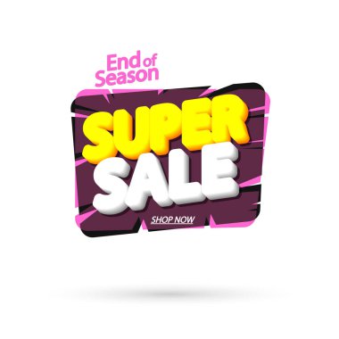 Süper Satış etiketi, balon pankartı tasarım şablonu, uygulama simgesi, vektör illüstrasyonu