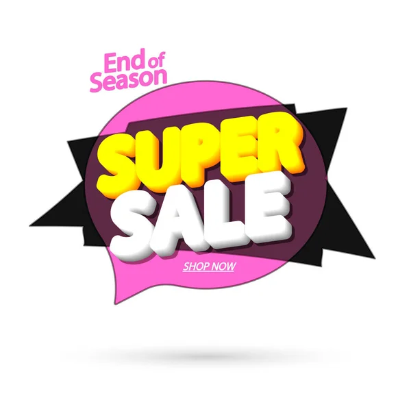 Super Sale Tag Bubble Banner Design Template App Icoon Vector — Stockvector