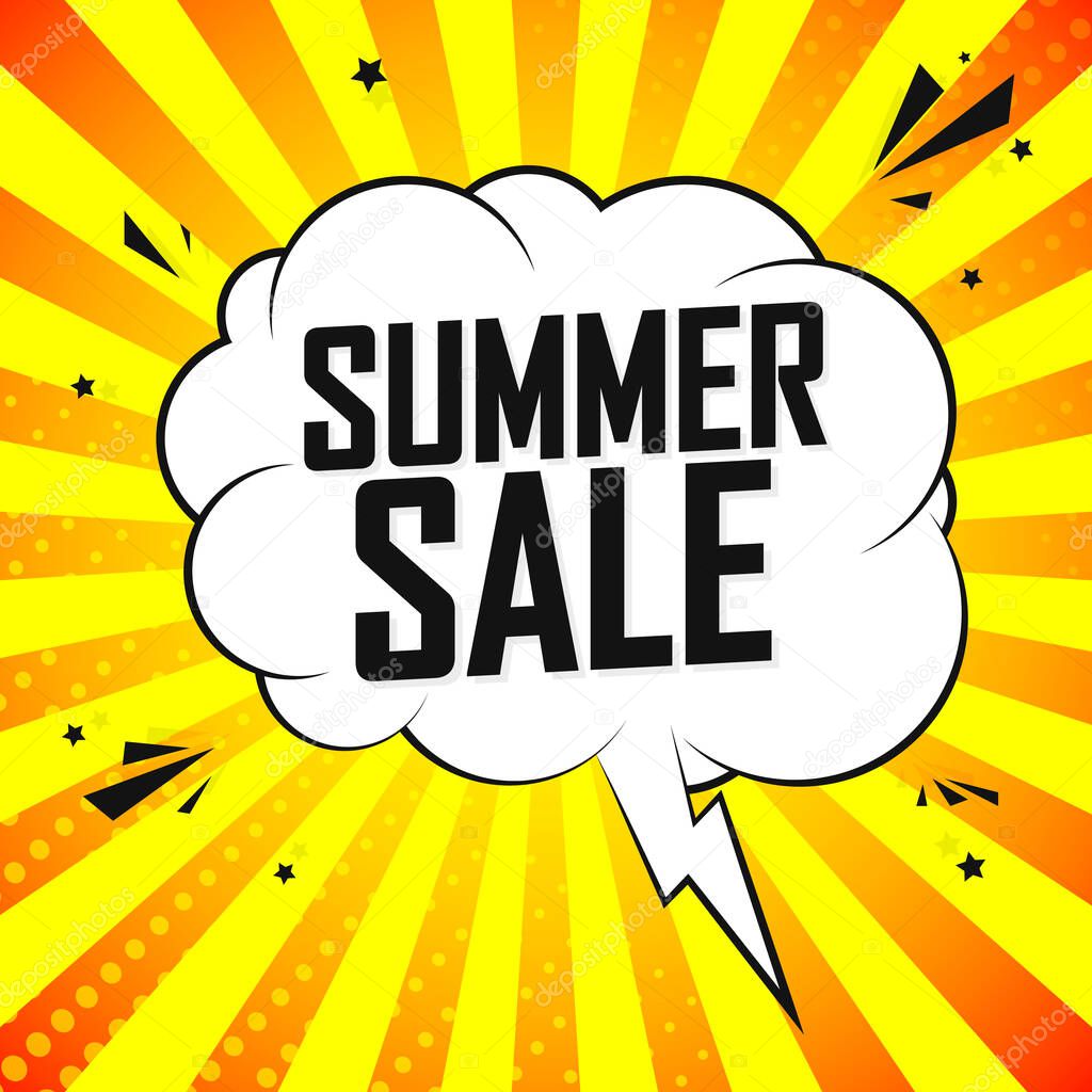 Summer Sale, tag design template, discount speech bubble banner, app icon, vector illustration