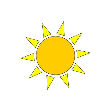 Güneş simgesi, grafik tasarım şablonu, vektör illüstrasyonu