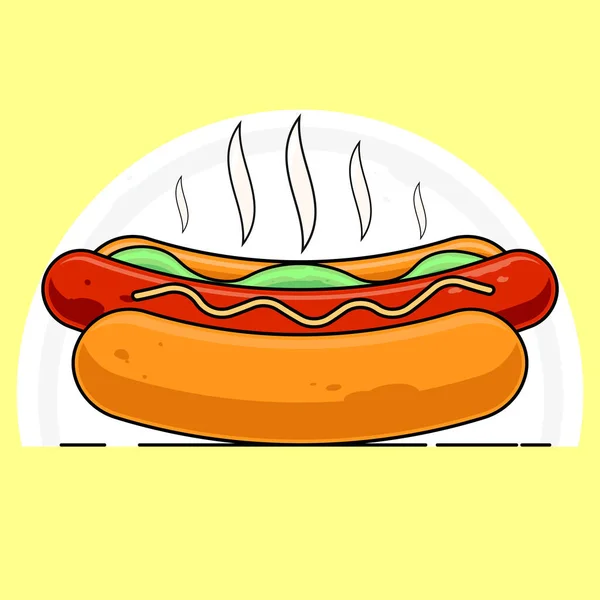 Ikona Hot Dogu Šablona Designu Logo Fast Foodu Vektorová Ilustrace — Stockový vektor