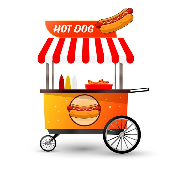 Plantilla Diseño Del Carrito Calle Hot Dog Logotipo Comida Rápida — Vector de stock