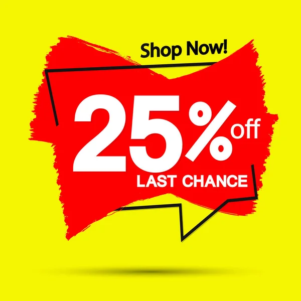 % 25 indirim, pankart tasarım şablonu, indirim etiketi, grunge fırçası, vektör illüstrasyonu 