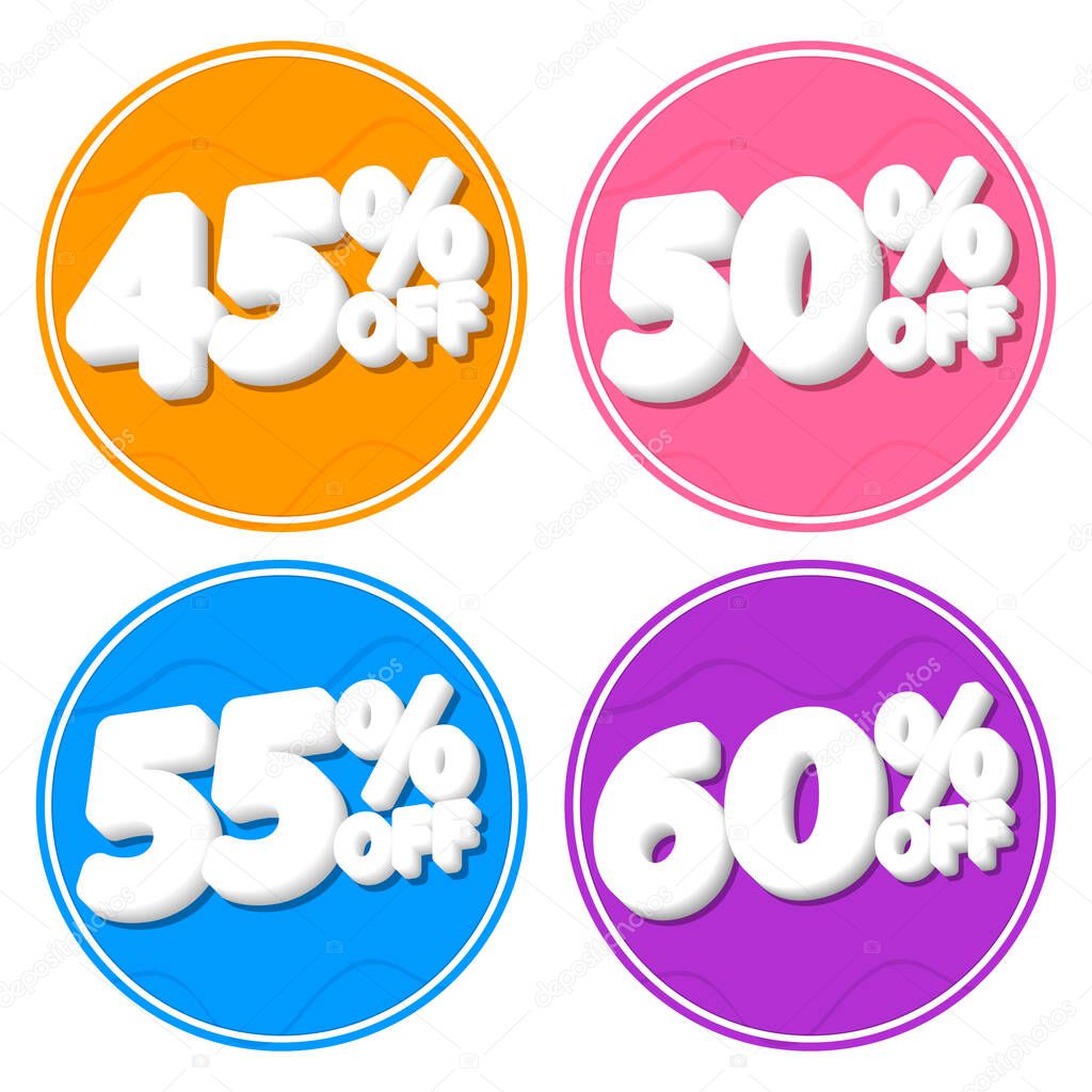 Set Sale banners design template, discount tags, app icons, vector illustration