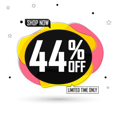 İndirim% 44 indirimli, pankart tasarımı şablonu, indirim etiketi, vektör illüstrasyonu