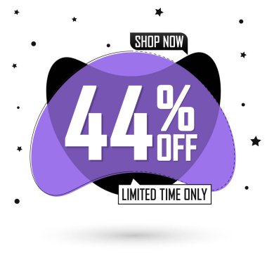 İndirim% 44 indirimli, pankart tasarımı şablonu, indirim etiketi, vektör illüstrasyonu
