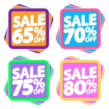 İndirimli etiketleri, indirimli pankartları, tasarım şablonlarını, uygulama simgelerini, vektör illüstrasyonunu ayarla