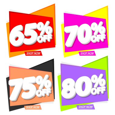 İndirimli etiketleri, indirimli pankartları, tasarım şablonlarını, uygulama simgelerini, vektör illüstrasyonunu ayarla
