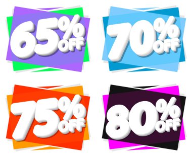 İndirimli etiketleri, indirimli pankartları, tasarım şablonlarını, uygulama simgelerini, vektör illüstrasyonunu ayarla