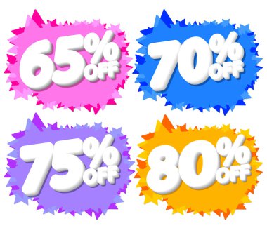 İndirimli etiketleri, indirimli pankartları, tasarım şablonlarını, uygulama simgelerini, vektör illüstrasyonunu ayarla