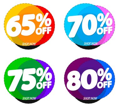 İndirimli etiketleri, indirimli pankartları, tasarım şablonlarını, uygulama simgelerini, vektör illüstrasyonunu ayarla