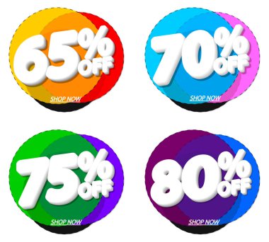 İndirimli etiketleri, indirimli pankartları, tasarım şablonlarını, uygulama simgelerini, vektör illüstrasyonunu ayarla