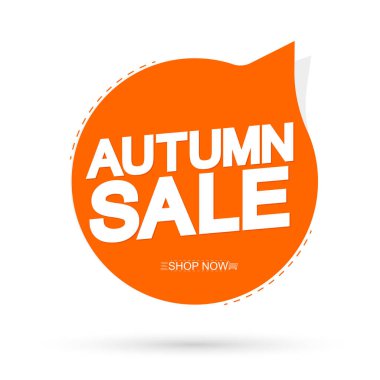 Sonbahar Satışı, etiket tasarımı şablonu, sonbahar indirimli konuşma balonu afişi, uygulama simgesi, vektör illüstrasyonu