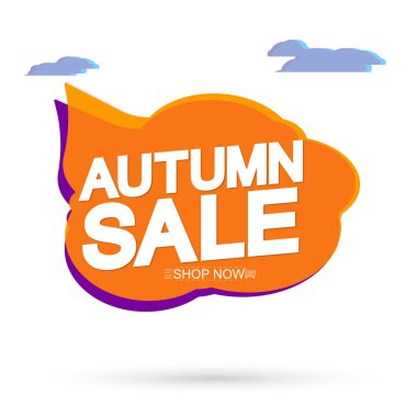 Sonbahar Satışı, etiket tasarımı şablonu, sonbahar indirimli konuşma balonu afişi, uygulama simgesi, vektör illüstrasyonu