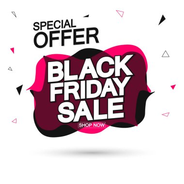 Kara Cuma İndirim etiketi, balon pankartı tasarım şablonu, uygulama simgesi, vektör illüstrasyonu