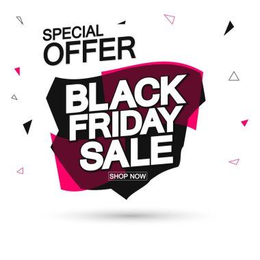 Kara Cuma İndirim etiketi, balon pankartı tasarım şablonu, uygulama simgesi, vektör illüstrasyonu