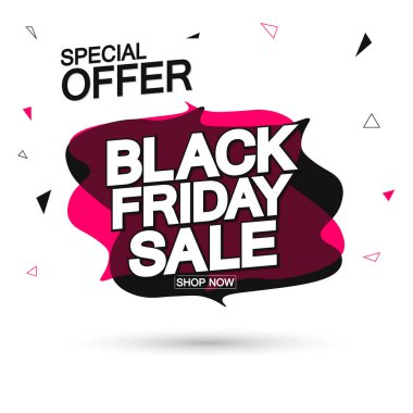 Kara Cuma İndirim etiketi, balon pankartı tasarım şablonu, uygulama simgesi, vektör illüstrasyonu