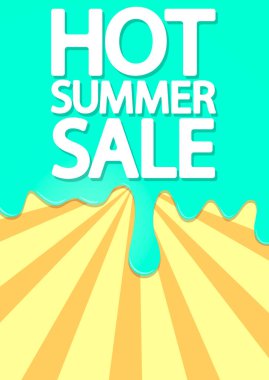 Yaz Satışı, poster tasarımı şablonu, indirimli afiş, vektör illüstrasyonu