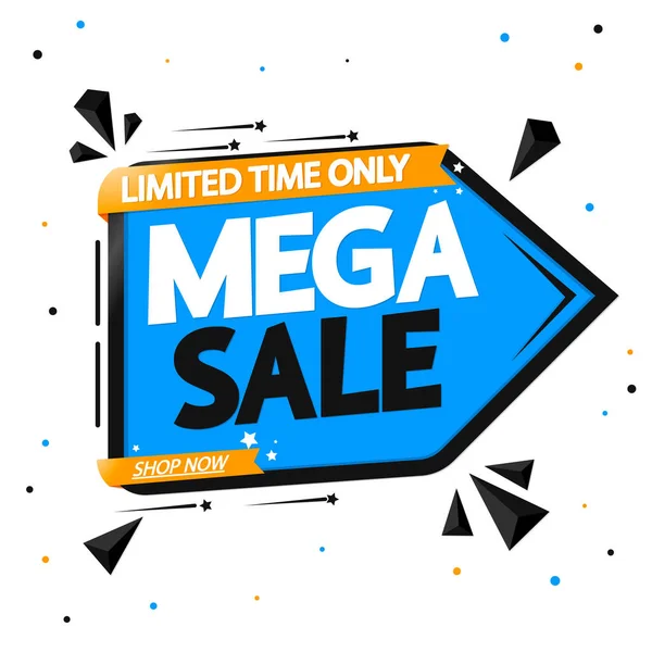 Mega Sale Banner Design Mall Rabatt Tag Specialerbjudande Promo Tag — Stock vektor