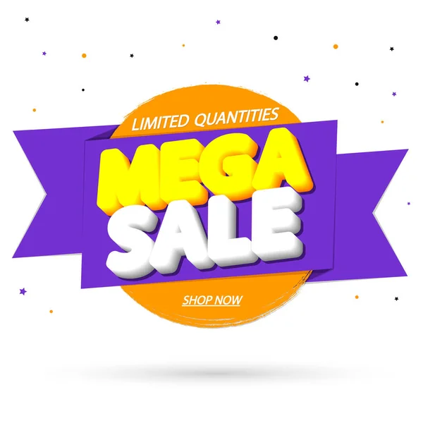 Mega Sale Banner Design Mall Rabatt Tag Specialerbjudande Promo Tag — Stock vektor