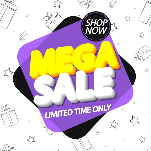 Mega Sale Banner Design Mall Rabatt Tag Specialerbjudande Promo Tag — Stock vektor