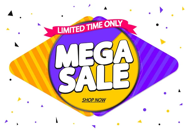 Mega Sale Banner Design Mall Rabatt Tag Specialerbjudande Promo Tag — Stock vektor