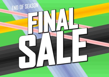 Son Satış, indirimli poster tasarım şablonu, özel teklif, vektör illüstrasyonu