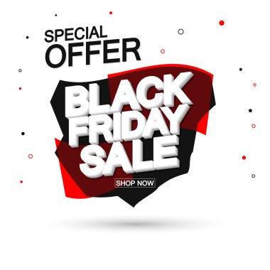 Kara Cuma Satışı, özel teklif, balon pankartı tasarım şablonu, indirim etiketi, uygulama simgesi, vektör illüstrasyonu