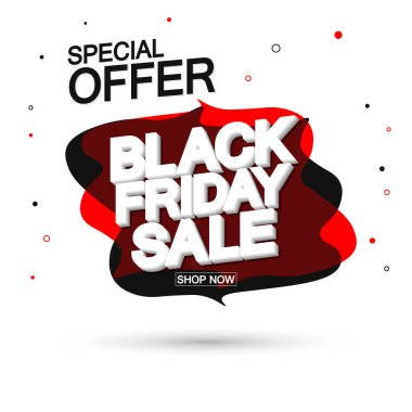 Kara Cuma Satışı, özel teklif, balon pankartı tasarım şablonu, indirim etiketi, uygulama simgesi, vektör illüstrasyonu
