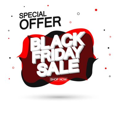 Kara Cuma Satışı, özel teklif, balon pankartı tasarım şablonu, indirim etiketi, uygulama simgesi, vektör illüstrasyonu