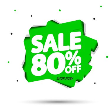İndirim% 80 indirimli, pankart tasarımı, indirim etiketi, özel teklif, sezon sonu, vektör illüstrasyonu