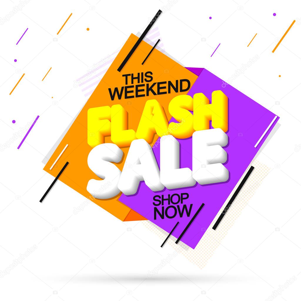 Flash Sale, banner design template, discount tag, special offer, promo tag, spend up and save more, promotion poster, vector illustration