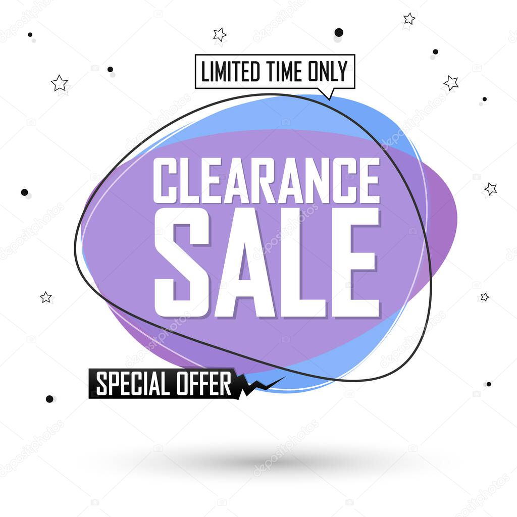 Clearance Sale tag, bubble banner design template, app icon, vector illustration