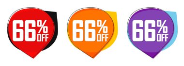 Satışları% 66 indirimli balon pankartları, indirimli etiketler tasarım şablonu, bugün sunulan, vektör illüstrasyonunu ayarla