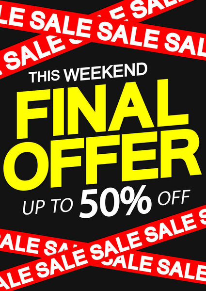 Final Sale up to 50% off, poster design tempt, spend up and save more, special offer, end of season, vector illustration