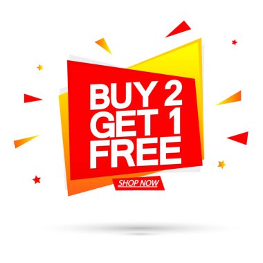 2 alana 1 bedava, özel teklif, indirimli pankart tasarım şablonu, indirim etiketi, sezon sonu, tanıtım posteri, özel teklif vektör illüstrasyonu