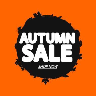 Sonbahar Satışı, afiş tasarım şablonu, indirim etiketi, özel teklif, tanıtım etiketi, harcayın ve daha fazla biriktirin, tanıtım posteri, vektör ilüstrasyonu