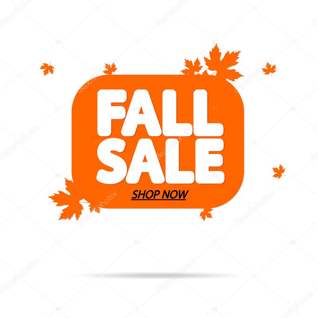 Fall Sale, banner design template, Autumn discount tag, special offer, promo tag, spend up and save more, promotion poster, vector illustration